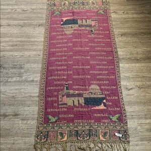Jerusalem Cashmere Scarf Shawl Wrap Tapestry Fringe Religious Travel Souvenir